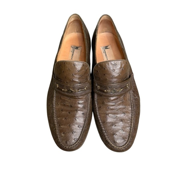 Moreschi Made In Italy Men\'s 8 Ostrich Skin Leather Loafer Shoes Brown main image 7